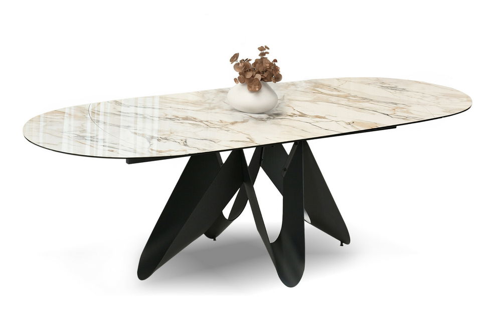 Masă sufragerie Preparan (marmură + negru)
