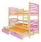 Emeletes gyerekágy  180x75 cm Stanislava (ágyráccsal és matraccal) (fenyő + rózsaszín)