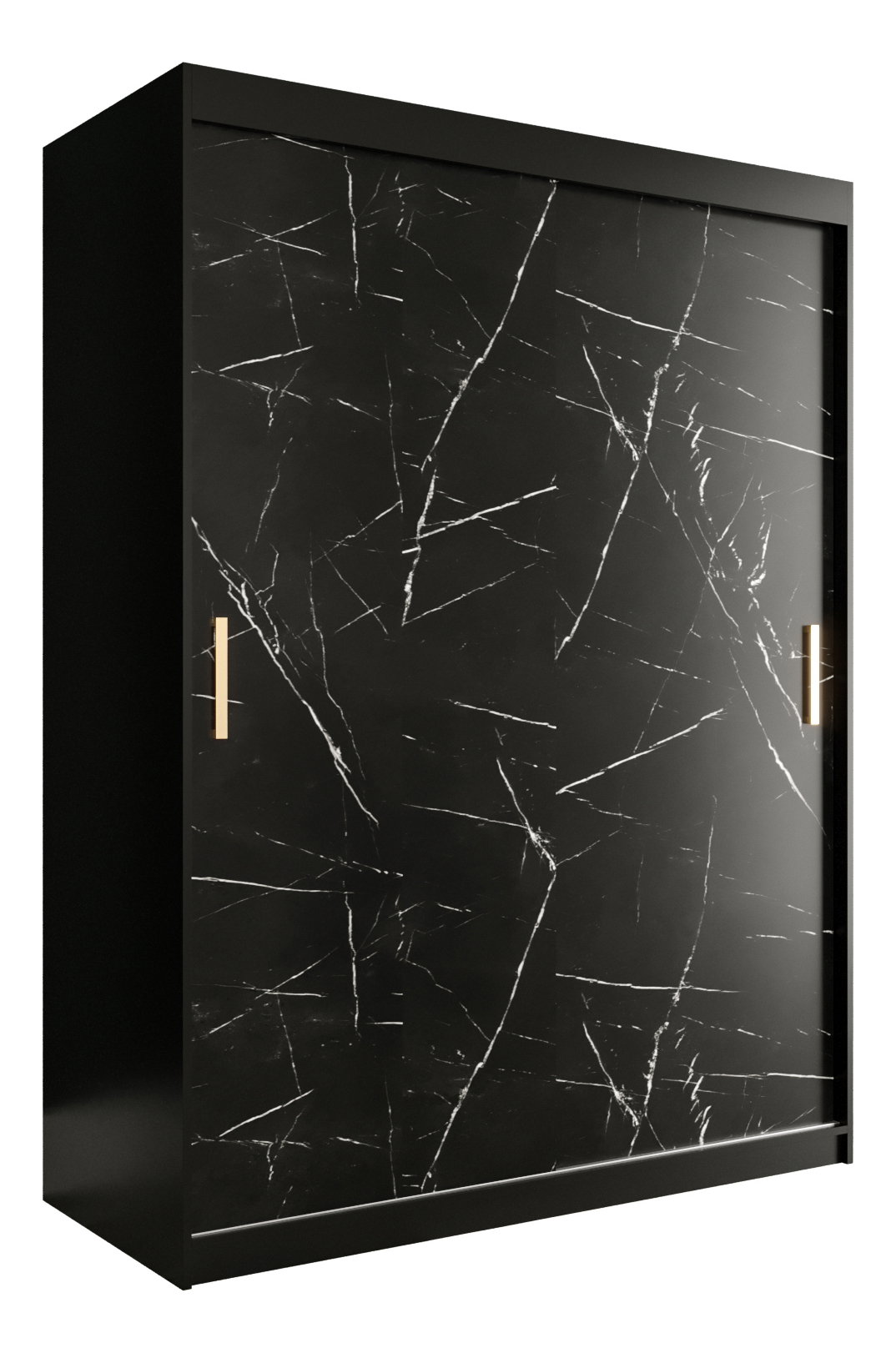 Ruhásszekrény 150 cm Marbelo T (matt fekete + fekete márvány)