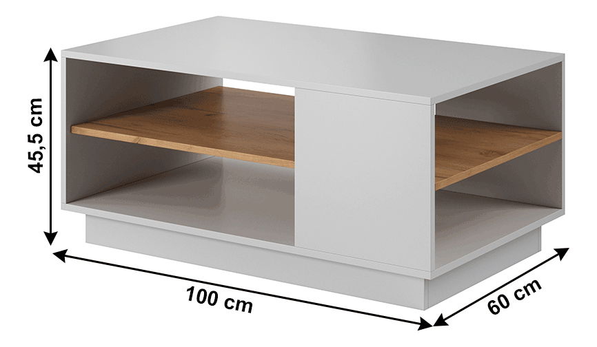 Masă de cafea Trelop (alb + stejar craft auriu)