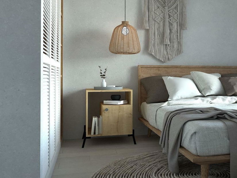 Noptieră Teveno (stejar + negru)