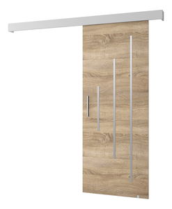 Klizna vrata 90 cm Sharlene Y (hrast sonoma + bijela mat + srebrna)