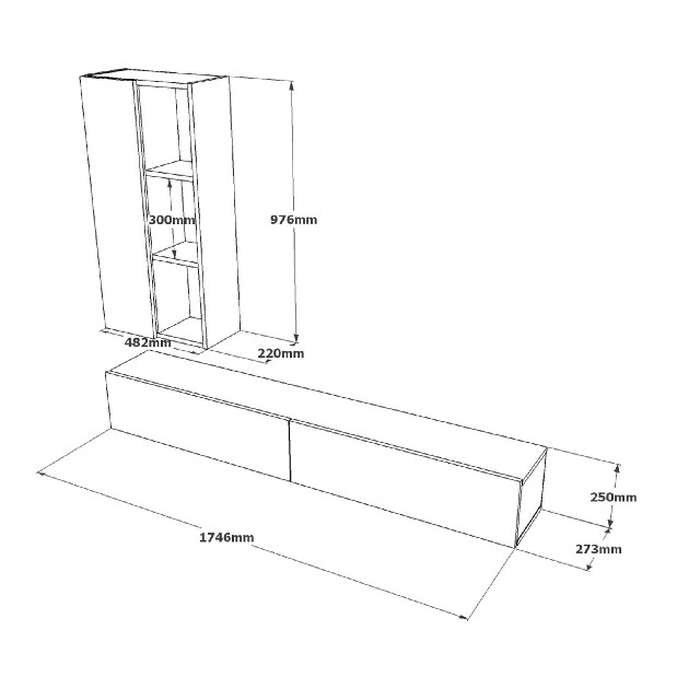 Mobilier living Ladislava 10 (Argintiu + Negru)