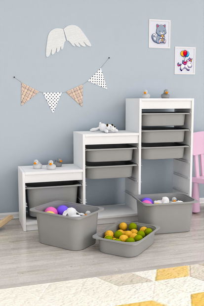 Organizator za igračke Dremonka 9 (bijela + siva)