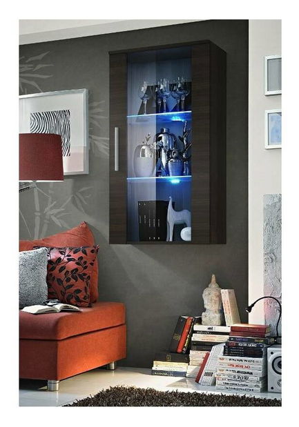 Vitrína na stenu Nelia 23 EM N2 (s osvetlením) (wenge)