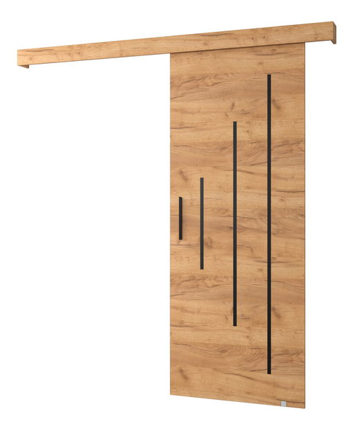Uși culisante 90 cm Sharlene Y (stejar artisan + negru mat + argintiu)