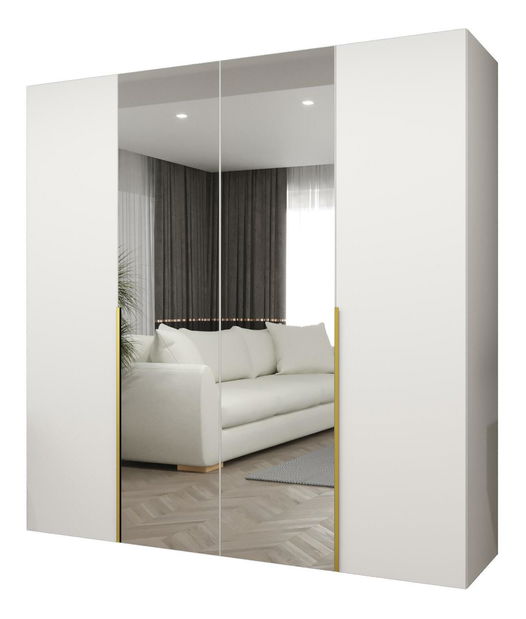 Dulap de haine 200 cm Alice 2 (alb + Auriu)