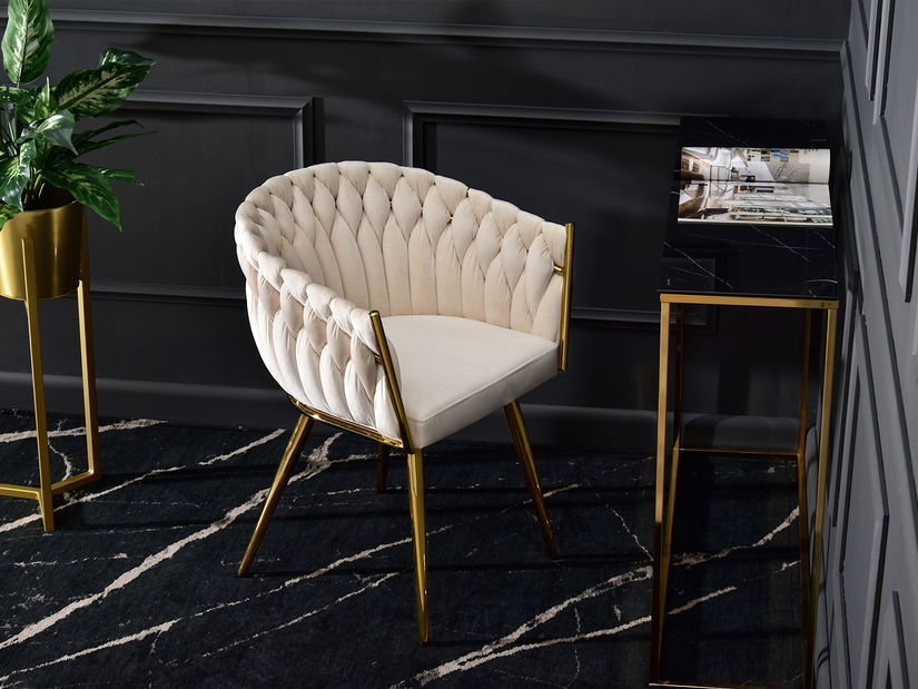 Jedálenská stolička Radio (béžová + zlatá)