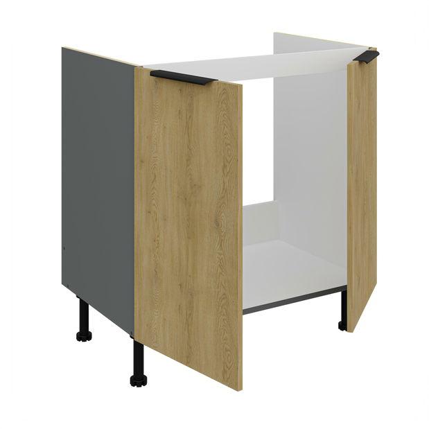 Dulap inferior de bucătărie pod drez Carminia 80 ZL 2F BB (stejar cremona + antracit)