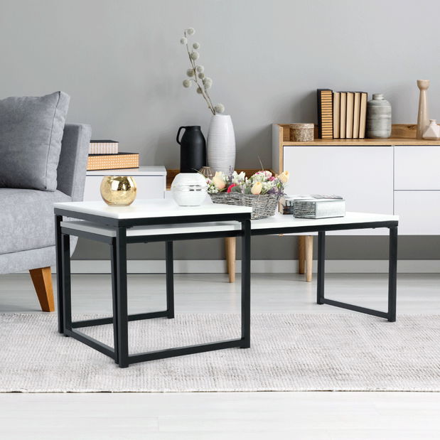 Set 2 ks konferenčných stolíkov Kastty typ 2 (biela + čierna)