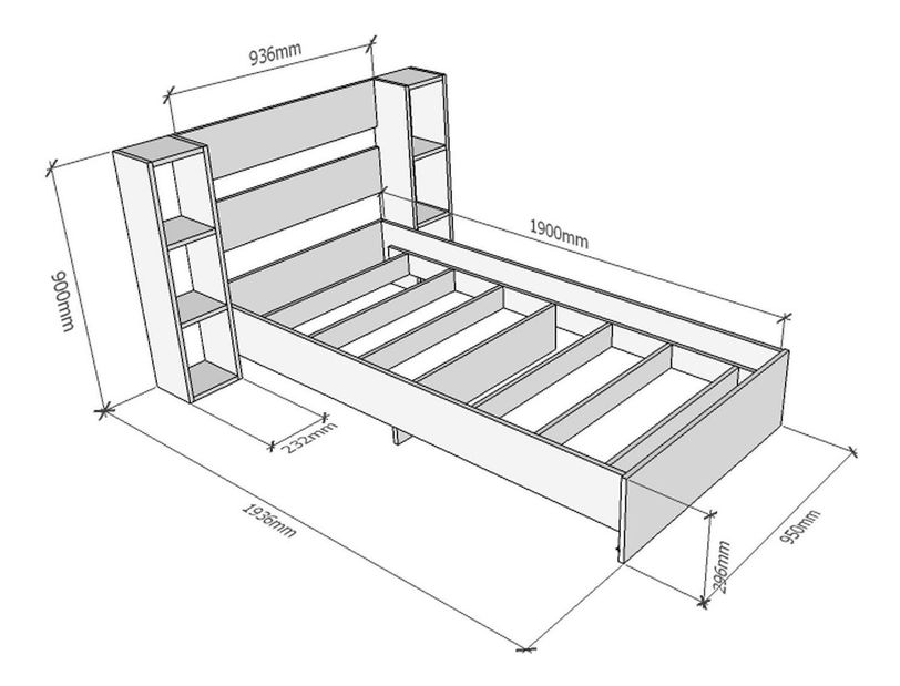 Jednostruki krevet 90 cm Kemedo (bijela) (s podnicom)