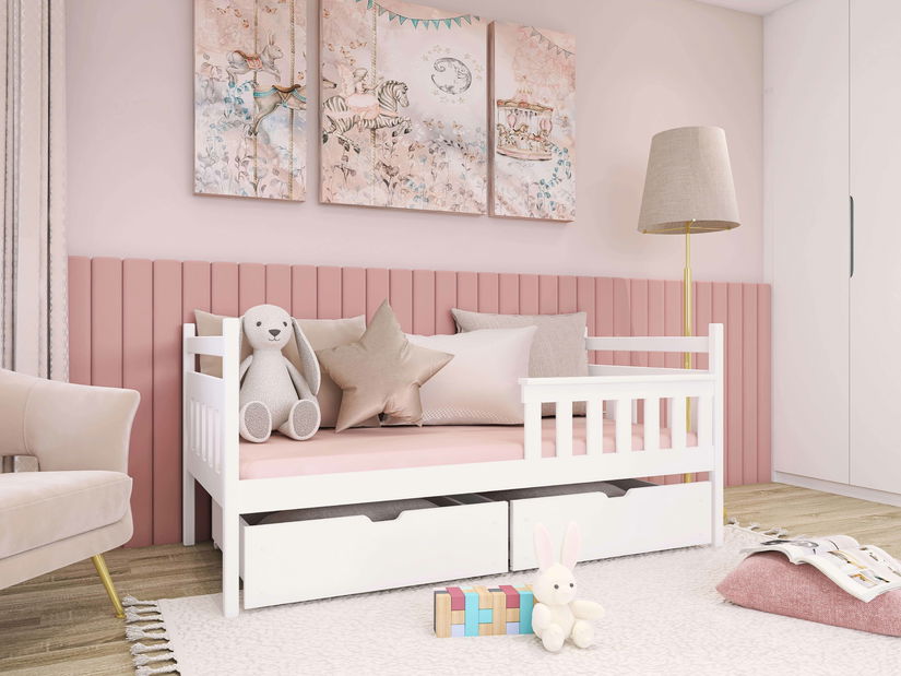Detská posteľ 90 x 200 cm Emelda (s roštom a úl. priestorom) (biela)