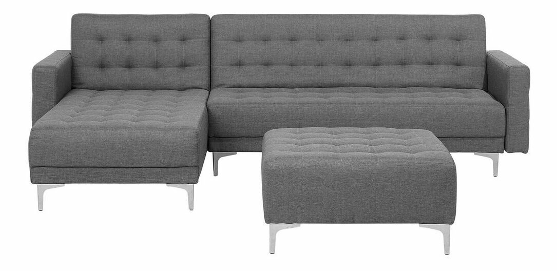 Rohová sedačka ABERLADY (sivá) (s taburetkou) (L)
