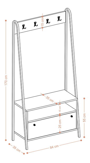 Mobilier hol Aliex 20 (nuc + negru)