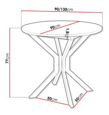 Rozkladací jedálenský stôl 90 cm Kertare M 90 (dub craft zlatý + čierna) (pre 2-4 osoby)