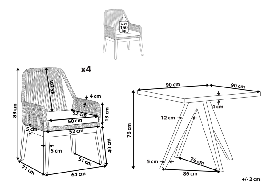 Set mobilier de grădină Olibia (gri deschis)