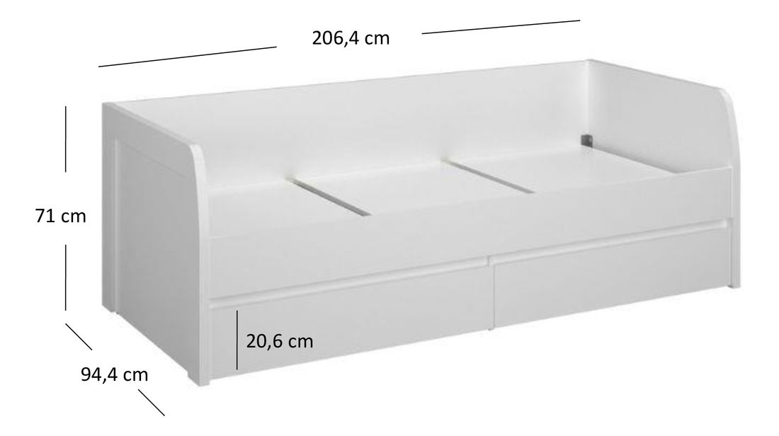 Pat de o persoană 90 cm Ethan (alb) (cu somieră)