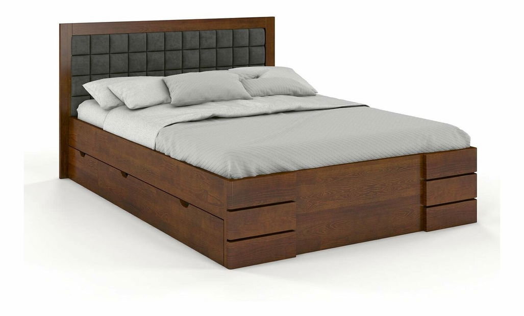 Manželská posteľ 180 cm Naturlig Storhamar High Drawers (borovica)