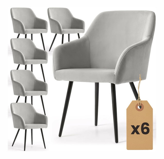 Set blagovaonskih stolica (6 kom.) Exello (siva + crna)
