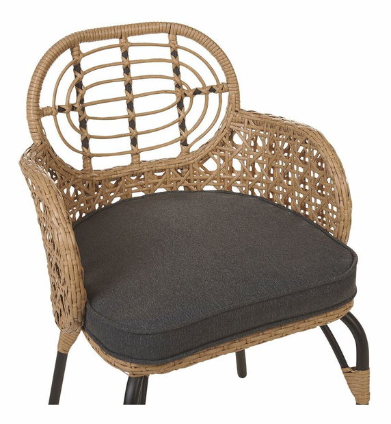 Set 4 ks záhradných stoličiek Praza (prírodná + sivá)