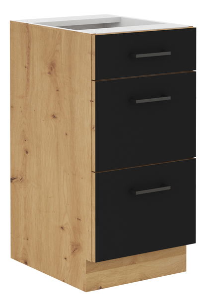 Donji kuhinjski ormarić sa ladicama Miraluna (hrast artisan + crna mat)