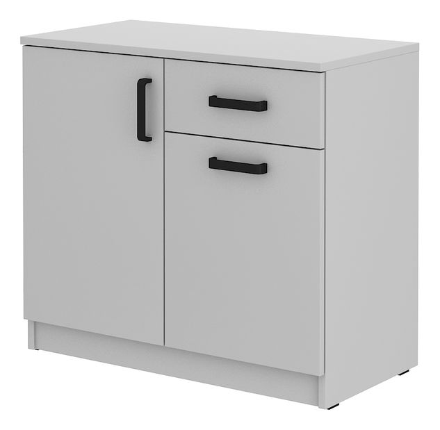Komoda Mantela 2F1S (svijetlo siva + crna)