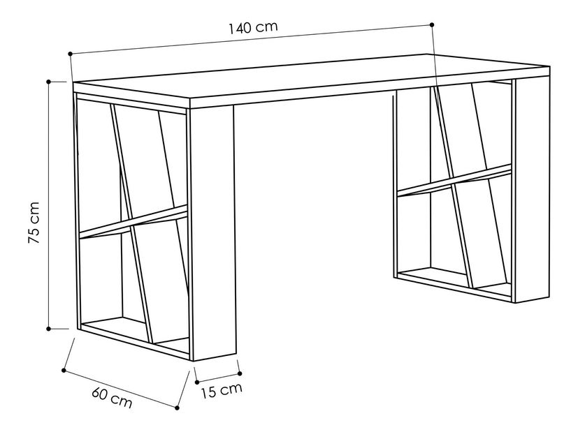 Radni stol Heliodor (bijela + hrast)
