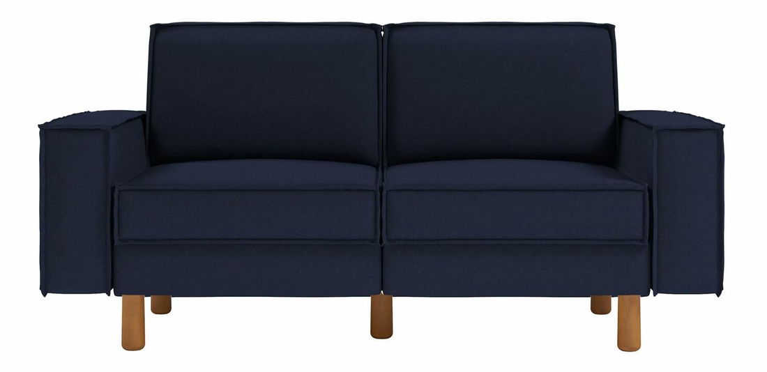 Pohovka dvojsedačka Spary 2 (tmavomodrá + orech)