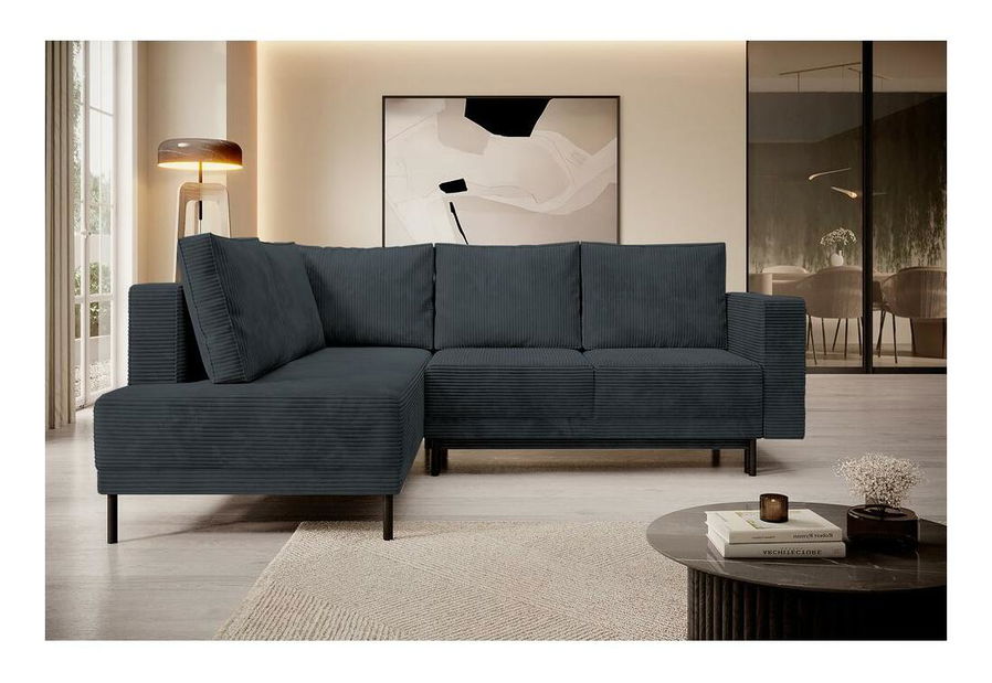 Kutna garnitura Rodriguez (L) (tamnosiva + crna)