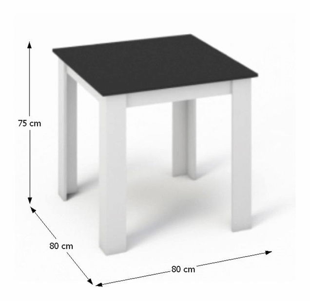 Masă de sufragerie Plat (pătrat) (pentru 4 persoane) (alb + negru)