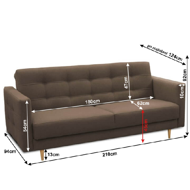 Pohovka trojsedačka Armendia (čokoládová)
