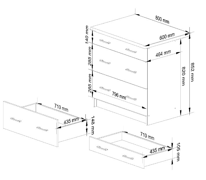 Alsó konyhaszekrény Ozara S80 3SZ (fehér + beton)