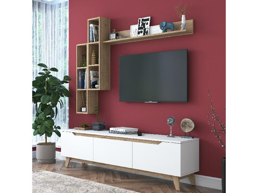 Mobilier living Mitevu 2 (alb + Nuc) 