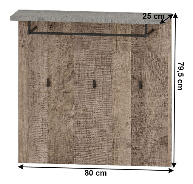 Panou cuier Bareni 80 (stejar nisipiu + gri)