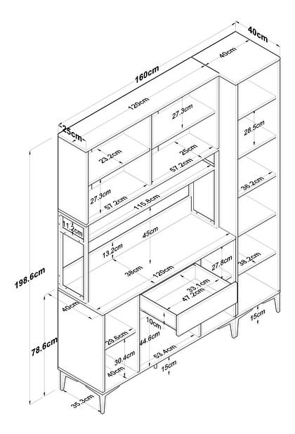 Kuhinjski ormar Jenaretta 34 (bijela + crna)