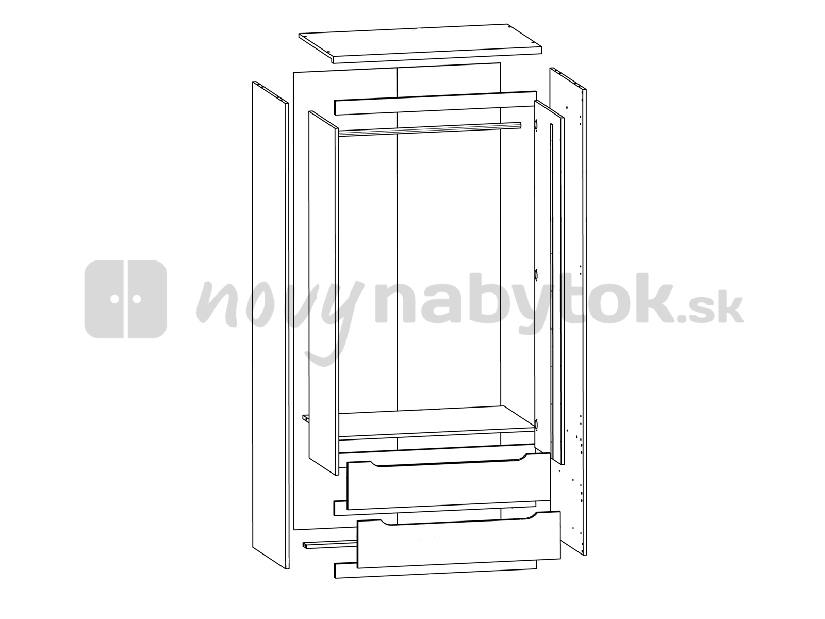 Šatníková skriňa BRW July SZF2D2S