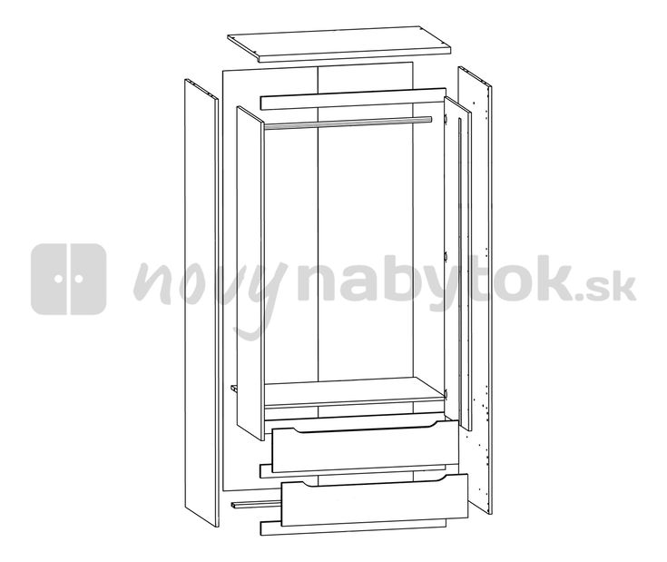Šatníková skriňa BRW July SZF2D2S