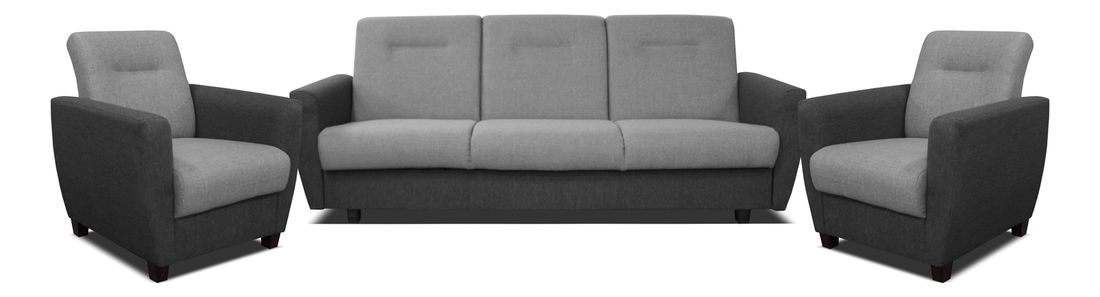 Sedacia súprava Mona 3+1+1 (sivá + tmavosivá)