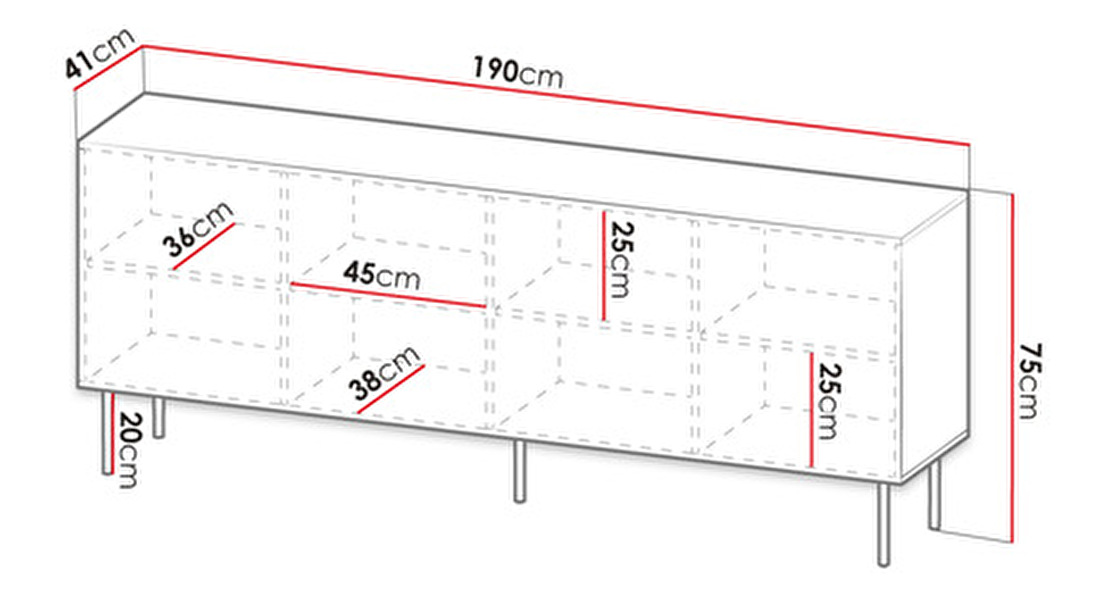 Skrinka 190 Lameland (Biela + Biela + Čierna)