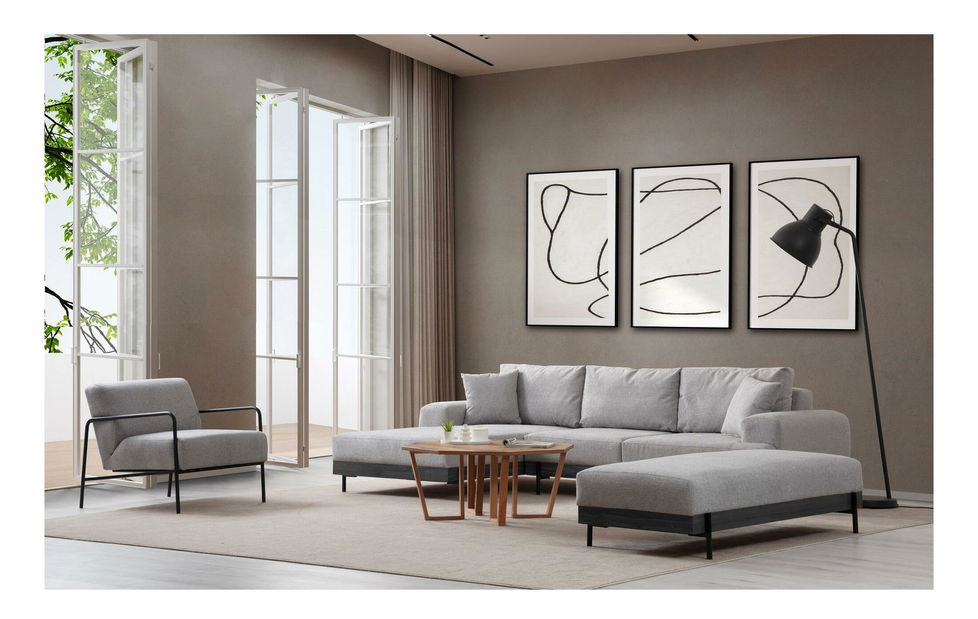 Colțar Etorella (S) (gri + negru)