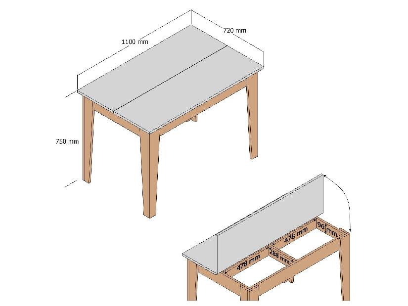 Masă de sufragerie (pentru 4 persoane) Kloe (nuc + alb)