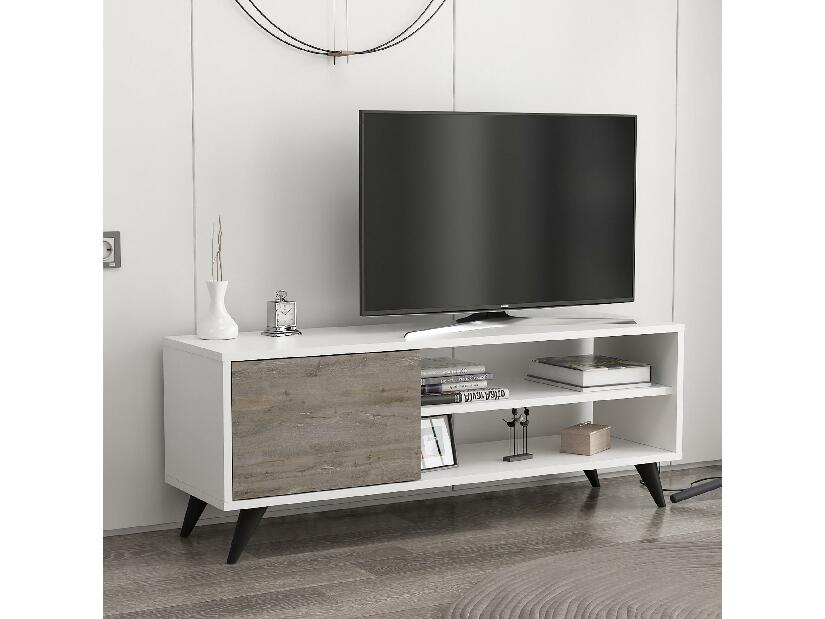 TV asztal/szekrény Dotave (fehér + sötétszürke) 