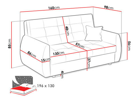 Sofa na razvlačenje Clovea Art III (siva) (s prostorom za odlaganje)