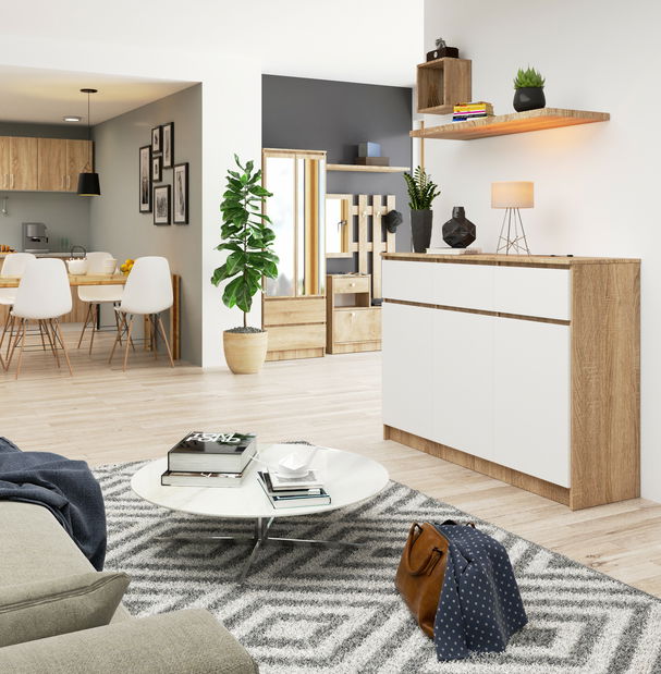 Komoda Kuwait 3D 3D (hrast sonoma + bijela)