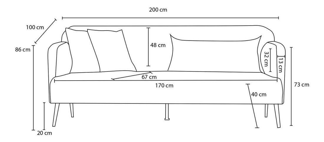 Háromszemélyes kanapé Revosatta (krém + fekete)