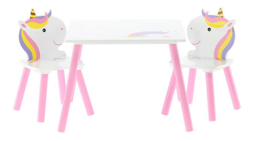 Detský set stolík a stoličky Lillyann (biela + ružová)