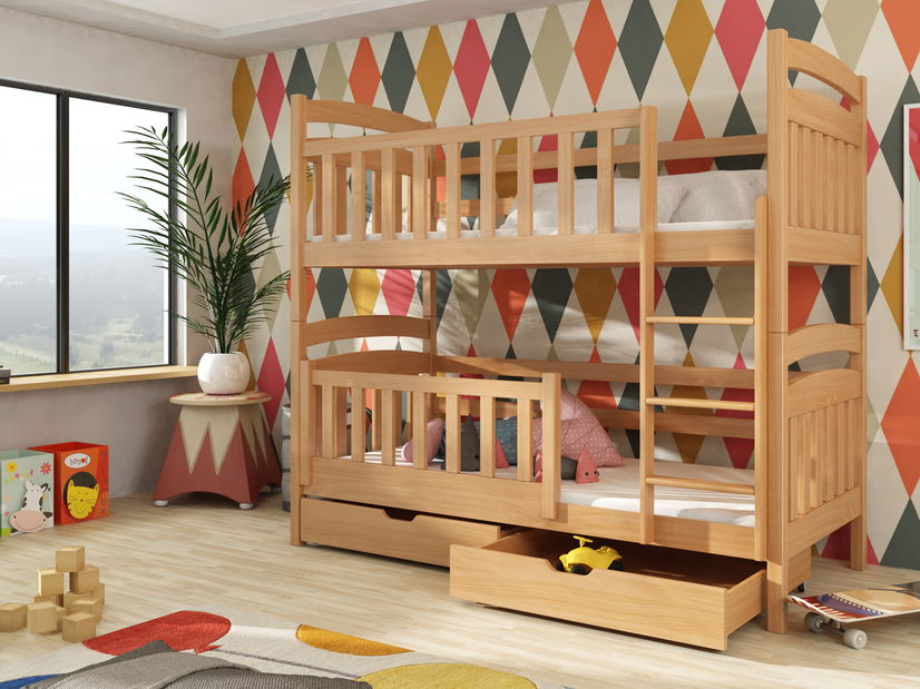 Detská posteľ 90 x 190 cm Penny (s roštom a úl. priestorom) (buk)