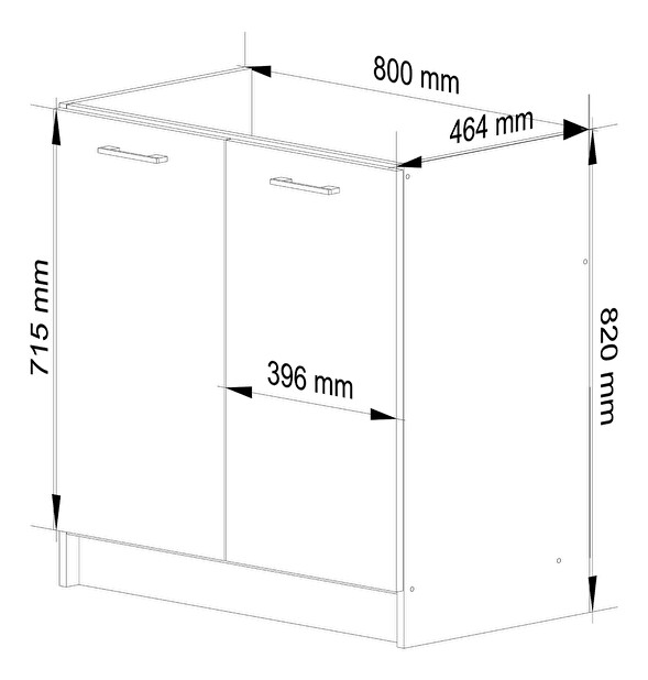 Alsó konyhaszekrény Ozara S80ZL (fehér + beton)