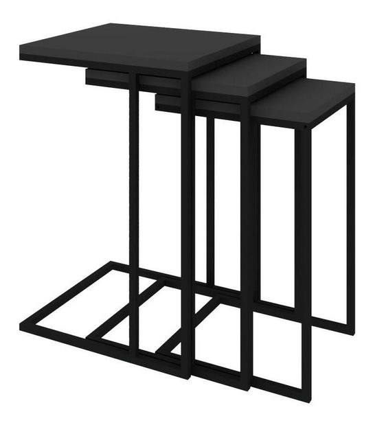 Set stolića za kavu (3 kom.)- Vudema (crna + antracit)