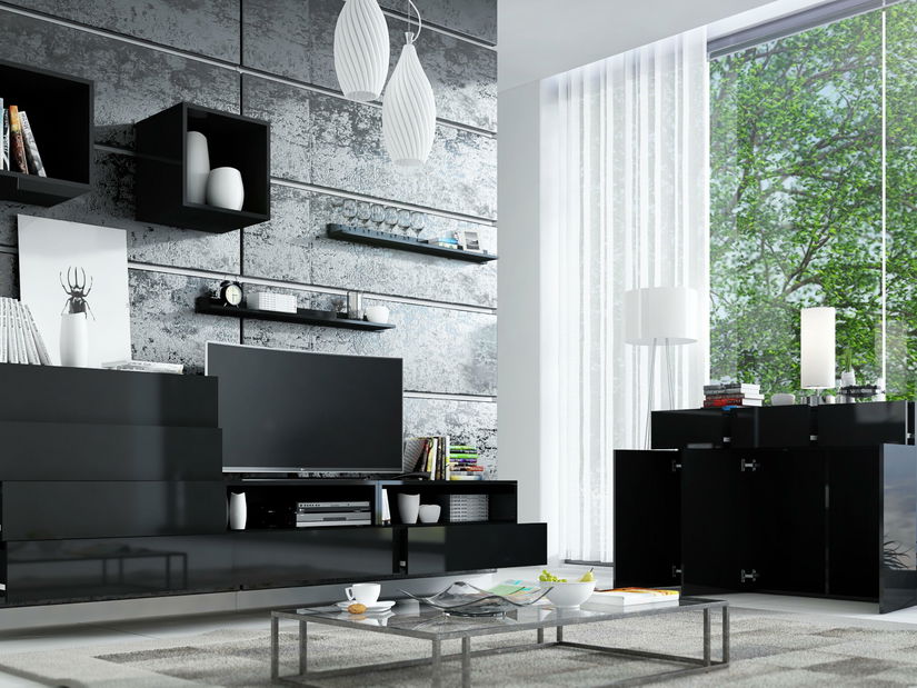 Nappali fal Berny 50 (fekete + fényes fekete)